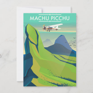Invitación cartel de viaje en avión a machu picchu