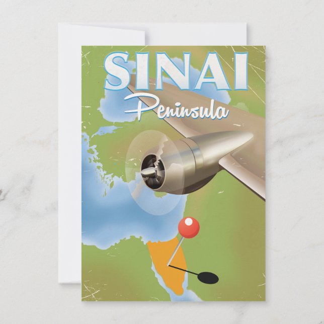Invitación Cartel de viaje en avión por la península del Sina (Reverso)
