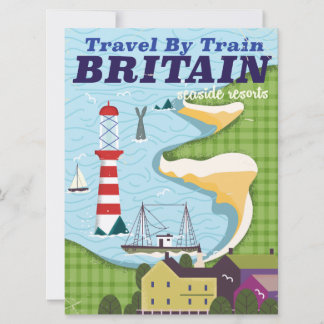 Invitación Cartel de viaje en tren vintage británico