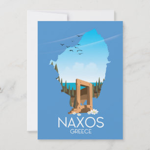 Invitación Cartel de viaje griego del mapa de Naxos.