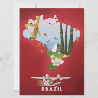 Invitación Cartel de viaje ilustrado de Brasil.