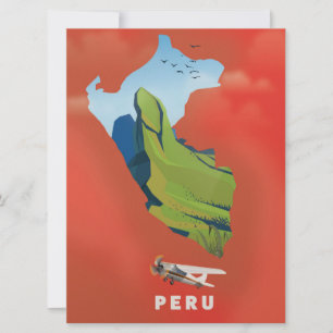 Invitación cartel de viaje ilustrado del mapa de Perú