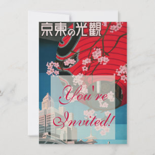 Invitación Cartel de viaje japonés vintage de Tokio Japón