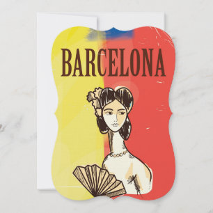 Invitación Cartel de viaje vintage de Barcelona España