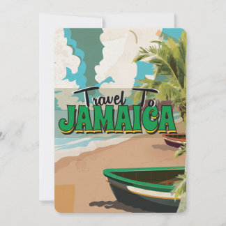 Invitación Cartel de viaje vintage de boda en Jamaica