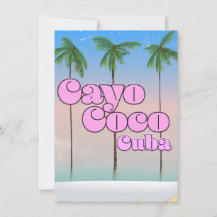 Invitación Cartel de viaje vintage de Cayo Coco Cuba