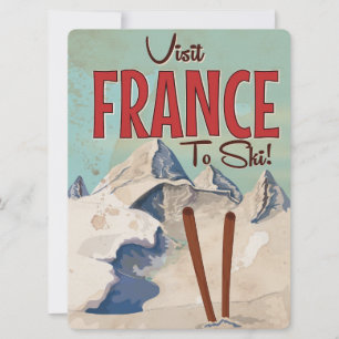 Invitación Cartel de viaje vintage de esquí en Francia
