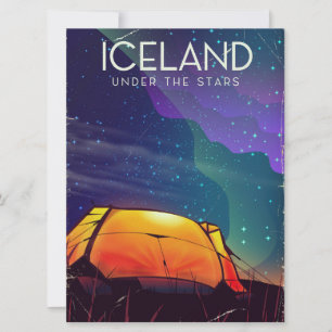 Invitación Cartel de viaje vintage de Islandia 'bajo las estr