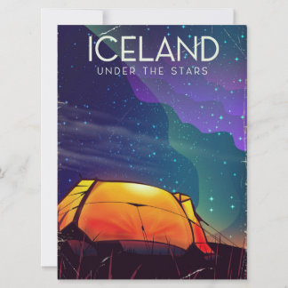Invitación Cartel de viaje vintage de Islandia 'bajo las estr