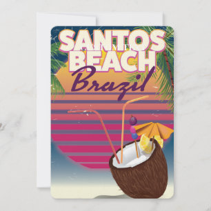 Invitación Cartel de viaje vintage de la playa de Santos Bras