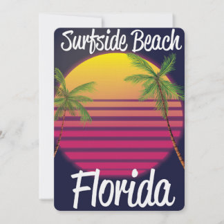 Invitación cartel de viaje vintage de surfside beach florida