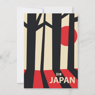Invitación Cartel de viaje vintage del bosque de Japón.