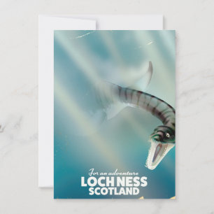 Invitación Cartel de viaje vintage del monstruo de Loch Ness 