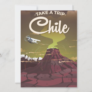 Invitación Cartel de viaje vintage del Volcán de Chile
