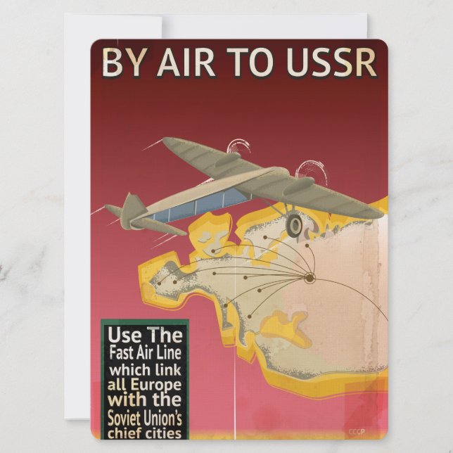 Invitación Cartel de viaje vintage soviético de la URSS (Anverso)