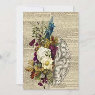 Invitación cartel médico de anatomía floral del cerebro
