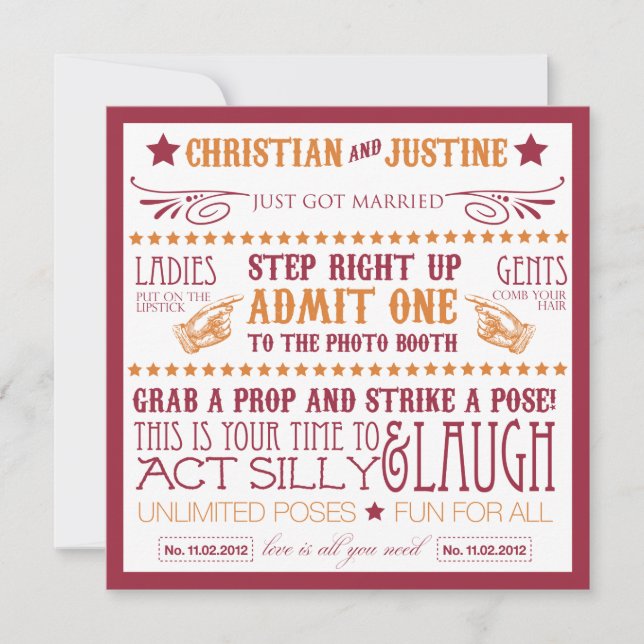 Invitación Cartel para cabina de fotos (Anverso)