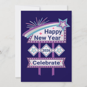Invitación Cartel Retro Feliz Año Nuevo – Celebrar Marquee