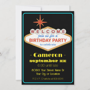 Invitación Cartel Retro Neon de Las Vegas