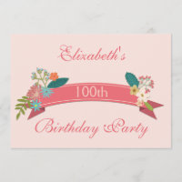 Cartel rosa de las flores de cosecha de cumpleaños
