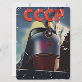 Invitación Cartel vintage de la locomotora soviética CCCP