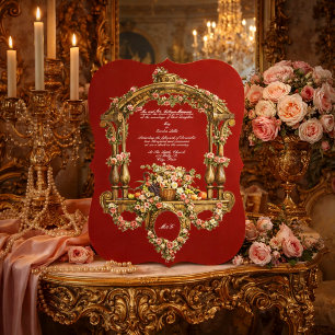 Invitación Cartela de Altar Floral Colorido Barroco Rococó