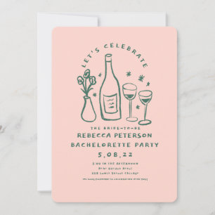 Invitación Carteles Retro Fiesta de Bachelor Verde Rosa