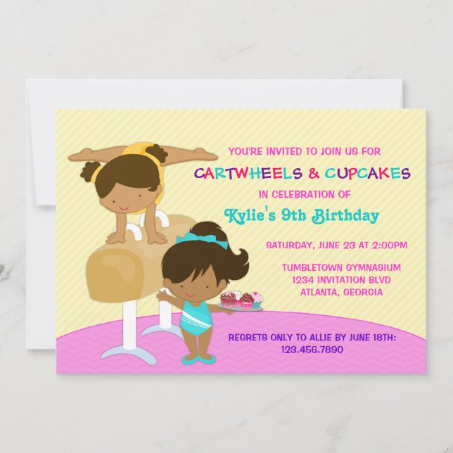 Invitación Carteles y copos Gimnasia Fiesta de cumpleaños (Anverso)