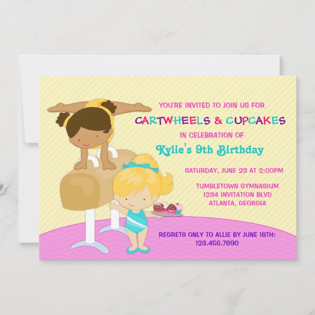 Invitación Carteles y copos Gimnasia Fiesta de cumpleaños (Anverso)