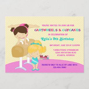 Invitación Carteles y copos Gimnasia Fiesta de cumpleaños
