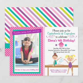Invitación Carteles y tortas gimnásticas Cumpleaños