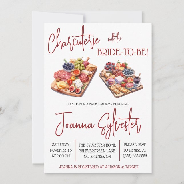 Invitación ¡Carterio con la futura novia! Bridal Shower (Anverso)