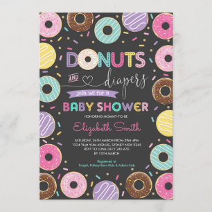 Invitación Cartón Baby Shower de donuts y pañales