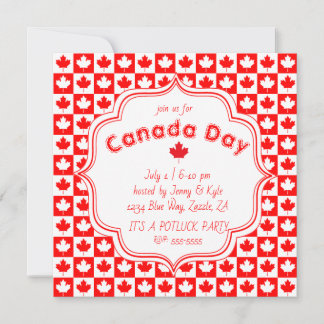 Invitación Cartón de cheques de Día de Canadá