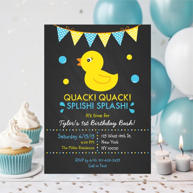 Invitación Cartón de pato de caucho 1º cumpleaños (Subido por el creador)