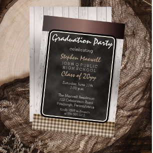 Invitación Cartón rústico   Fiesta de graduación de madera