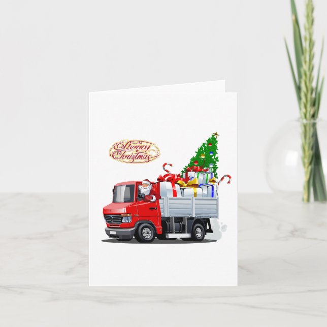 Invitación Cartoon Christmas truck (Anverso)