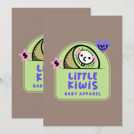 Invitación Cartoon Logo Cute Character Baby Clothes Art
