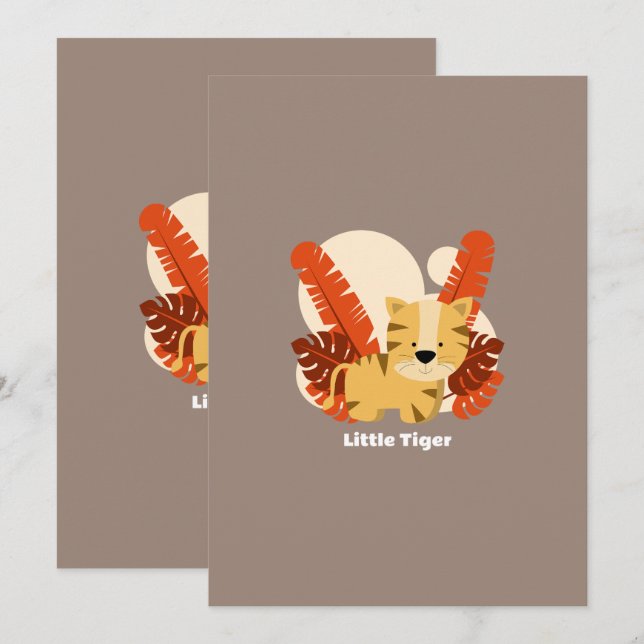 Invitación Cartoon Tiger Tiger Drawing Animal Character Art (Anverso / Reverso)