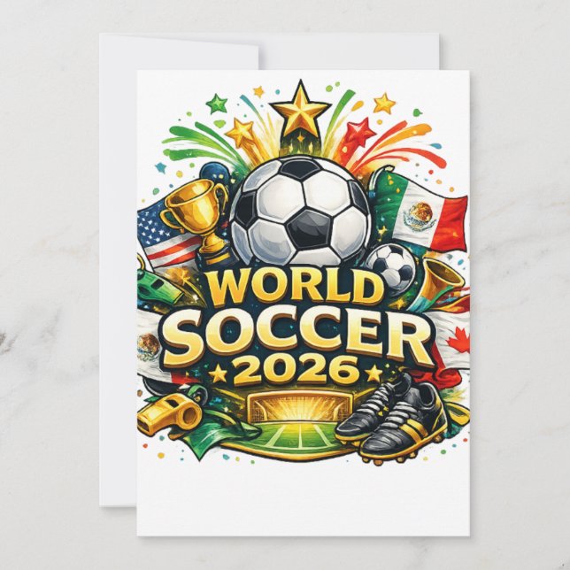 Invitación Cartoon World Soccer 2026 T-Shirt Design – Fun Foo (Anverso)