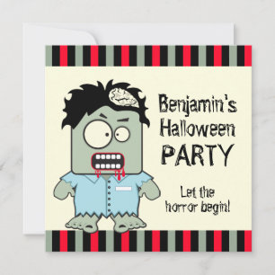 Invitación Cartoon Zombie Halloween Party