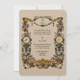 Invitación Cartouche floral estilo barroco de la era victoria