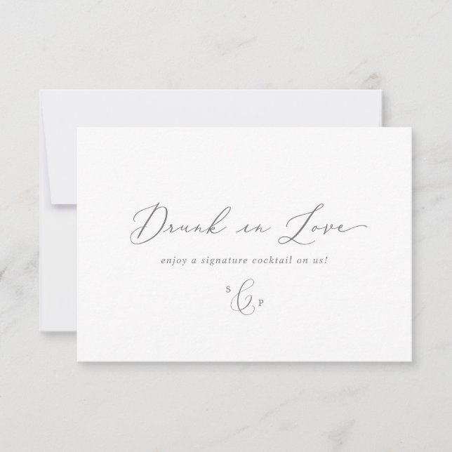 Invitación Cartucho de bebida Delicada Plata 3.5x5" (Anverso)