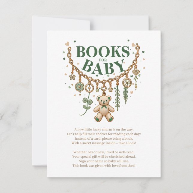 Invitación Cartucho De Encanto Afortunado Baby Shower Books F (Anverso)