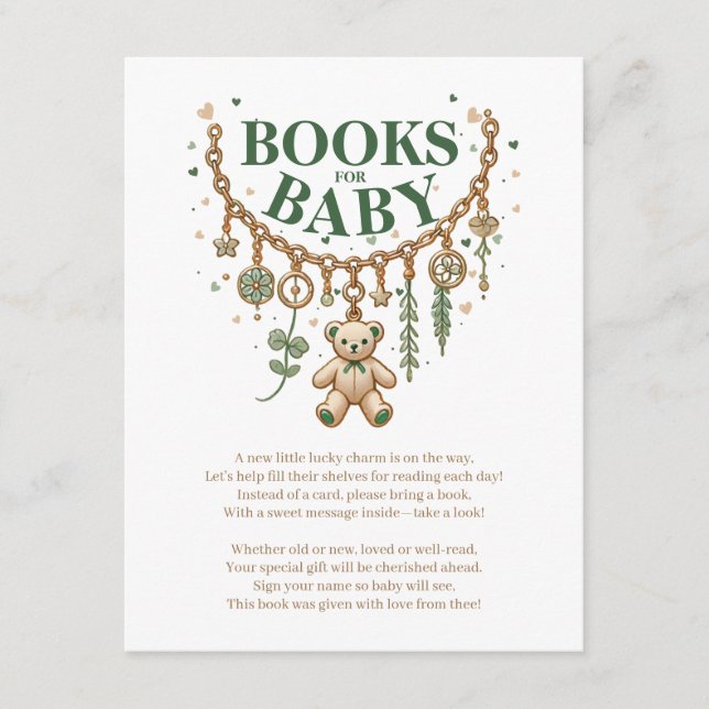 Invitación Cartucho De Encanto Afortunado Baby Shower Books F (Anverso)