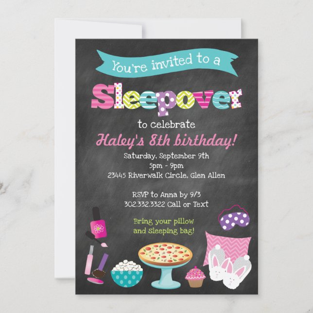 Invitación Cartucho de Fiesta de madera de pajama (Anverso)