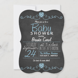 Invitación Cartucho Rústico Azul y Blanco, Baby Shower del co