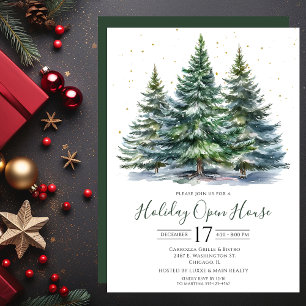 Invitación Casa Abierta Acuarela Negocios Pinos