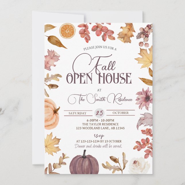 Invitación Casa Abierta Boho Fall, Casa Realtor Calentadora (Anverso)