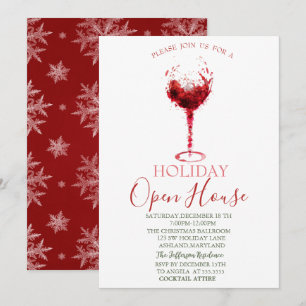 Invitación Casa Abierta Copos de Nieve en Copa de Vino con Ac